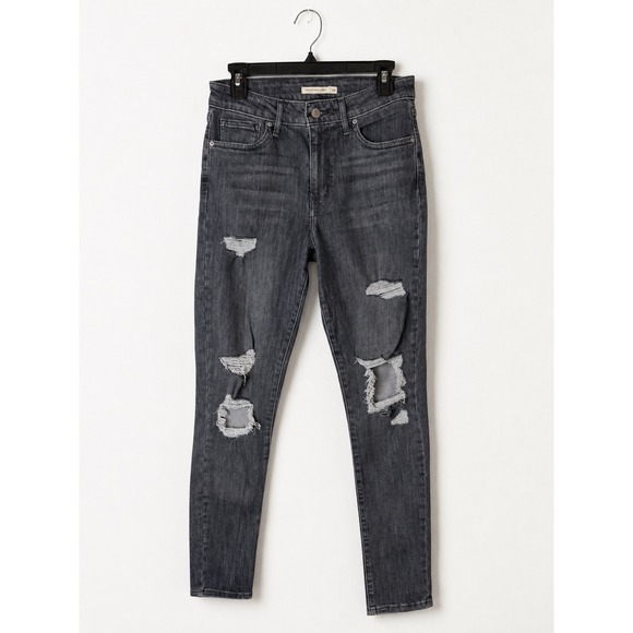 Levi's Denim - Levi's 721 High Rise Skinny Jeans Women 28 Washed Black Distressed Streetwear